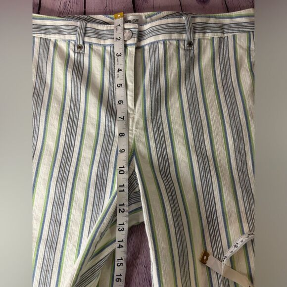 Per Se Crop Low Waist 70s Cotton Linen Blend Striped Giselle Jeans Size 8 - Picture 5 of 11
